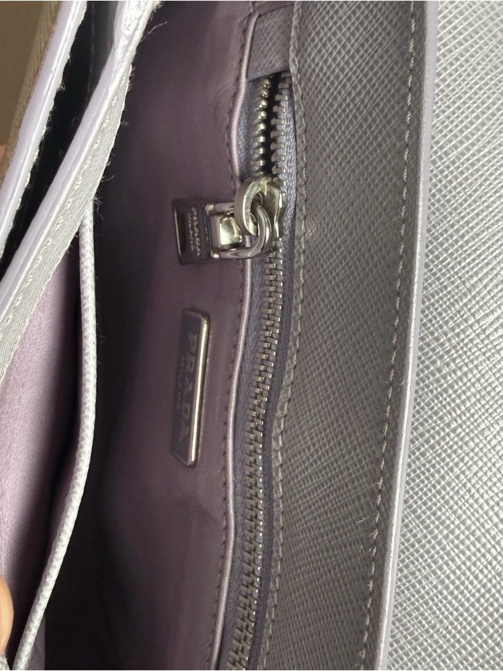 Prada Lavender Gray Saffiano Leather Crossbody - Picture 4 of 5